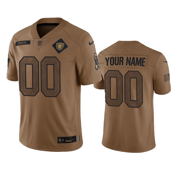 Mens Las Vegas Raiders Active Player Custom 2023 Brown Salute To Service Limited Football Stitched Jersey